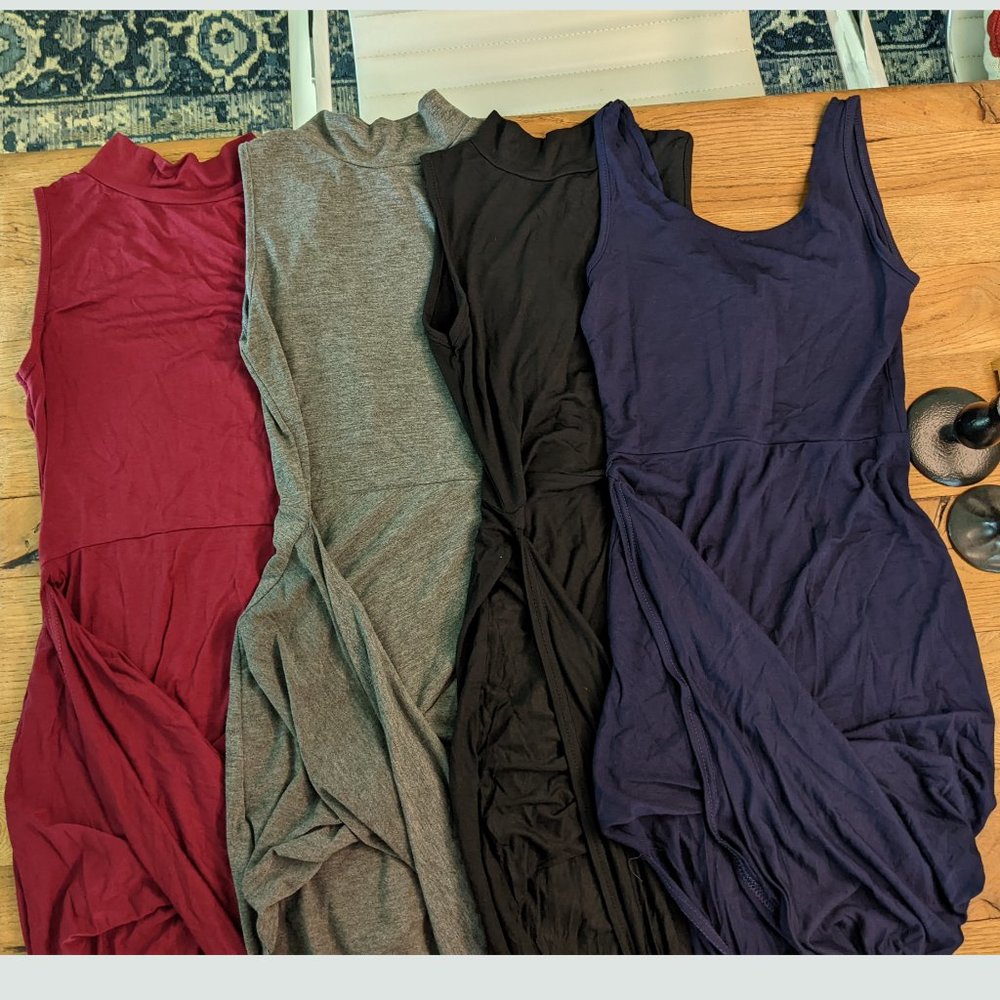 LOT OF 4- Club L Side-wrap Mock-neck Dresses